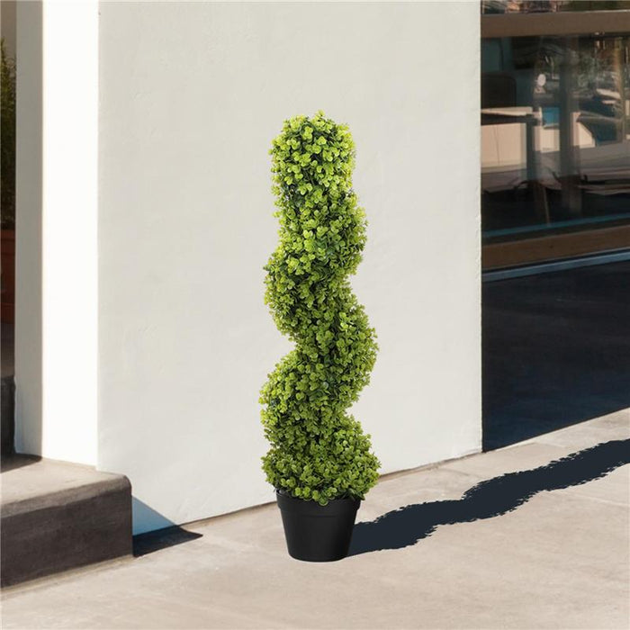 PIANTA FINTA DI EUCALIPTO A SPIRALE CON VASO INCLUSO PER INTERNO ED ESTERNO ALTEZZA 90 CM VERDE