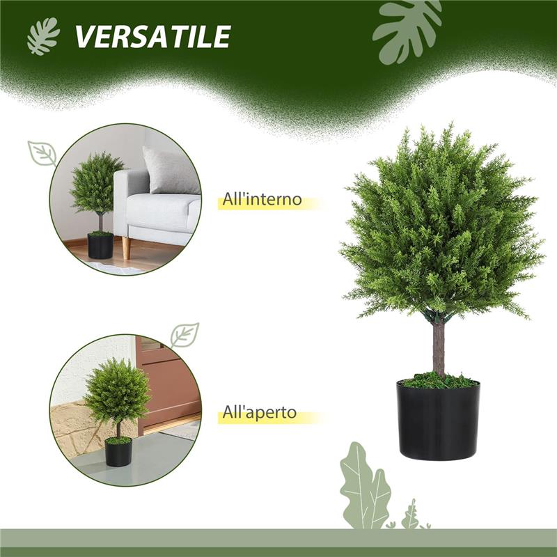 PIANTA FINTA ALBERO CEDRO CON VASO INCLUSO PER INTERNO ED ESTERNO ALTEZZA 55 CM VERDE