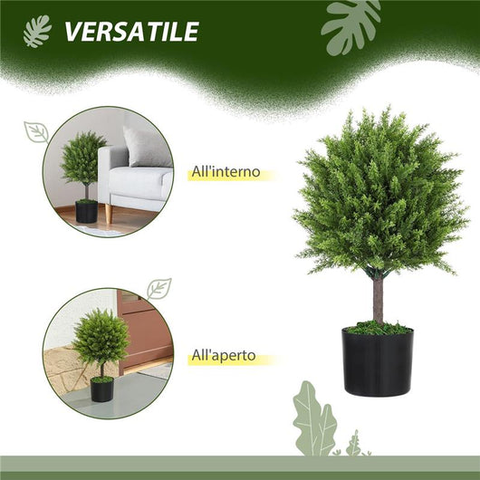 PIANTA FINTA ALBERO CEDRO CON VASO INCLUSO PER INTERNO ED ESTERNO ALTEZZA 55 CM VERDE