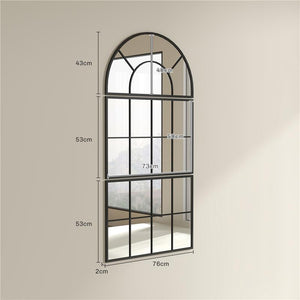 SPECCHIO DA PARETE AD ARCO STILE FINESTRA PER CAMERA DA LETTO E INGRESSO 76X43 CM NERO