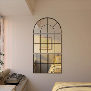 SPECCHIO DA PARETE AD ARCO STILE FINESTRA PER CAMERA DA LETTO E INGRESSO 76X43 CM NERO