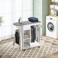 MOBILE ASSE DA STIRO CON RUOTE E PORTA FERRO BARRA PER ABITI CASSETTO E RIPIANI 125X43.5X112 CM BIANCO