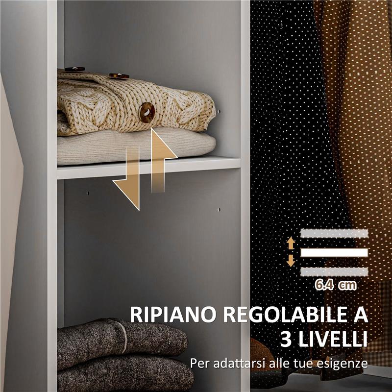 MOBILE ASSE DA STIRO CON RUOTE E PORTA FERRO BARRA PER ABITI CASSETTO E RIPIANI 125X43.5X112 CM BIANCO
