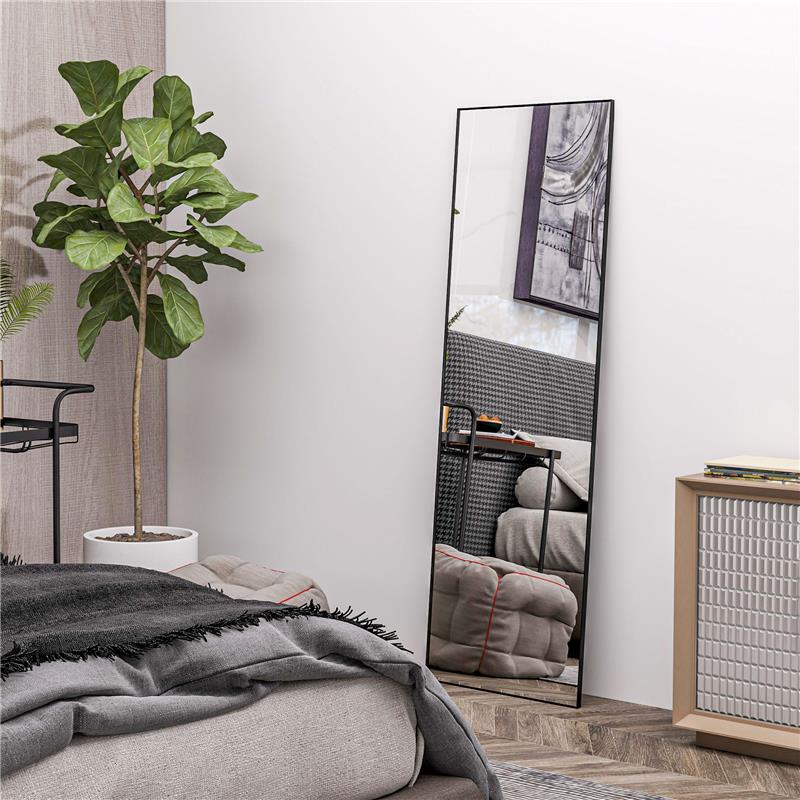 SPECCHIO DA TERRA MODERNO A FIGURA INTERA DESIGN AUTOPORTANTE O DA PARETE 40X150 CM NERO