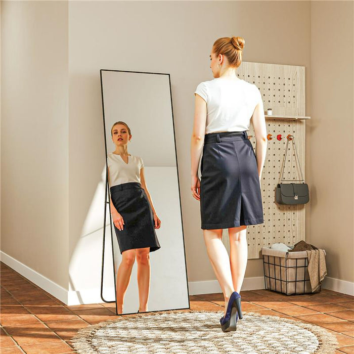 SPECCHIO DA TERRA MODERNO A FIGURA INTERA DESIGN AUTOPORTANTE O DA PARETE 40X150 CM NERO