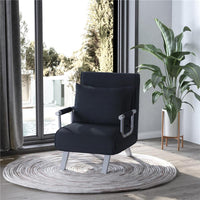 POLTRONA LETTO MODERNA 2 IN 1 CON SCHIENALE RECLINABILE SU 5 POSIZIONI E CUSCINO 65X69X80 CM NERO