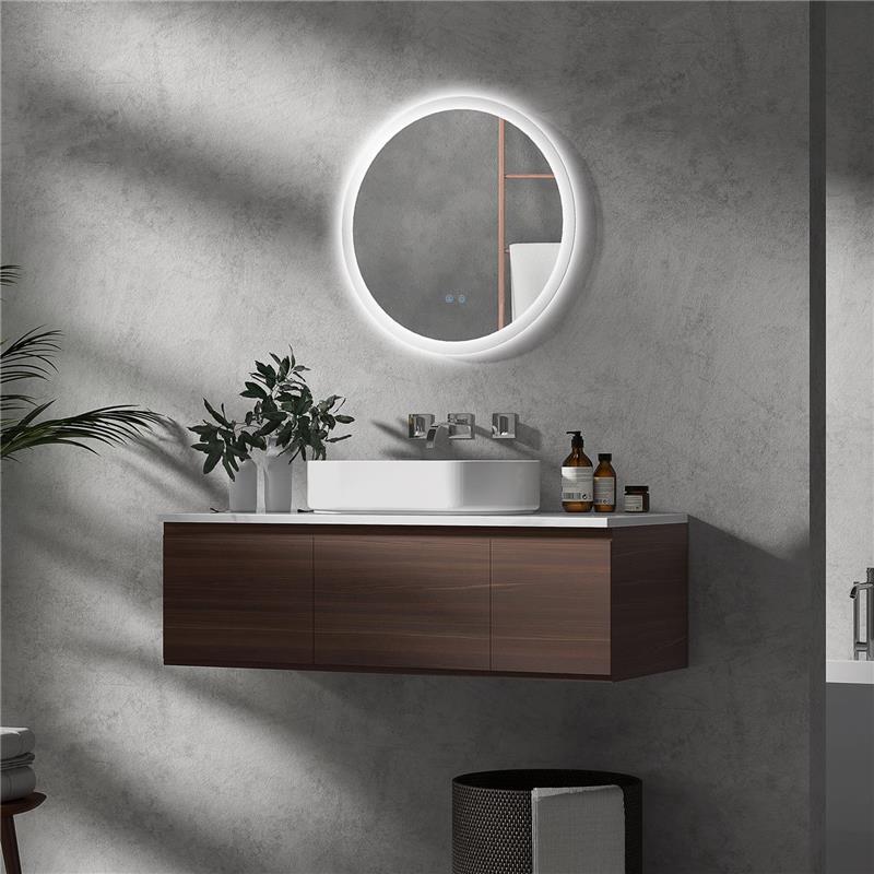 SPECCHIO BAGNO CON LUCI LED REGOLABILI CONTROLLO TOUCH E DESIGN ANTIAPPANNAMENTO Ø 60 CM