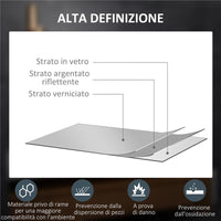 SPECCHIO BAGNO CON LUCI LED REGOLABILI INTERRUTTORI TOUCH E FUNZIONE ANTIAPPANNAMENTO 70X50 CM