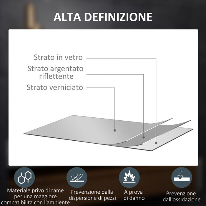 SPECCHIO BAGNO CON LUCI LED REGOLABILI INTERRUTTORI TOUCH E FUNZIONE ANTIAPPANNAMENTO 70X50 CM