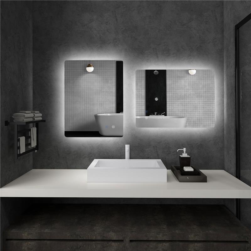 SPECCHIO BAGNO CON LUCI LED REGOLABILI INTERRUTTORI TOUCH E FUNZIONE ANTIAPPANNAMENTO 70X50 CM