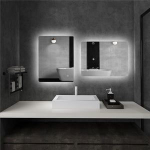 SPECCHIO BAGNO CON LUCI LED REGOLABILI INTERRUTTORI TOUCH E FUNZIONE ANTIAPPANNAMENTO 70X50 CM