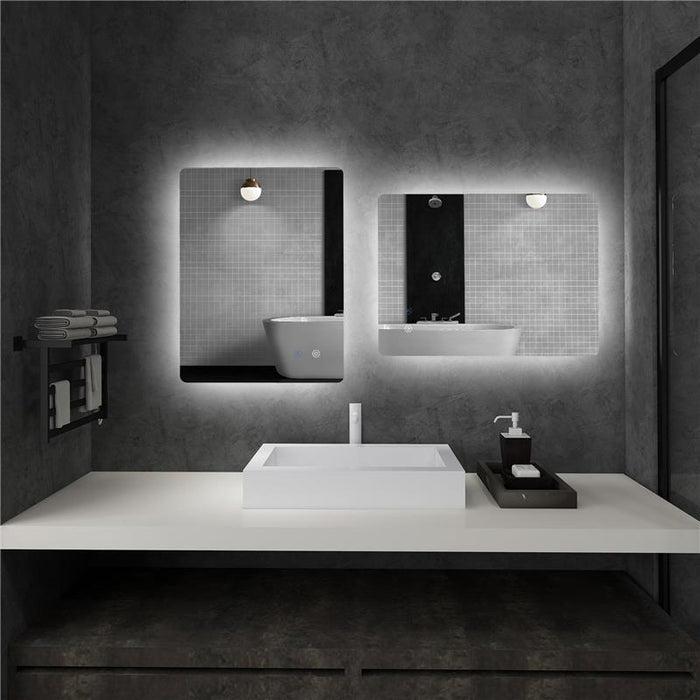 SPECCHIO BAGNO CON LUCI LED REGOLABILI INTERRUTTORI TOUCH E FUNZIONE ANTIAPPANNAMENTO 70X50 CM