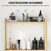 MOBILE SOPRA WC A 3 RIPIANI A DOGHE SALVASPAZIO IN BAMBÙ 63.5X25.5X181 CM COLOR LEGNO