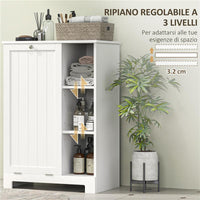 MOBILE BAGNO PORTABIANCHERIA CON CESTO RIMOVIBILE E RIPIANI REGOLABILI 60X38X86 CM BIANCO