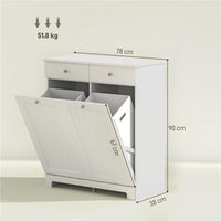 MOBILE BAGNO CON 2 CESTE PORTABIANCHERIA RIMOVIBILI 2 CASSETTI E 2 ANTE A RIBALTA 78X38X90 CM BIANCO