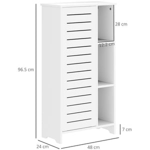 MOBILE BAGNO CON ARMADIETTO CHIUSO A 3 LIVELLI E 3 RIPIANI APERTI IN LEGNO BIANCO 48X24X96.5 CM