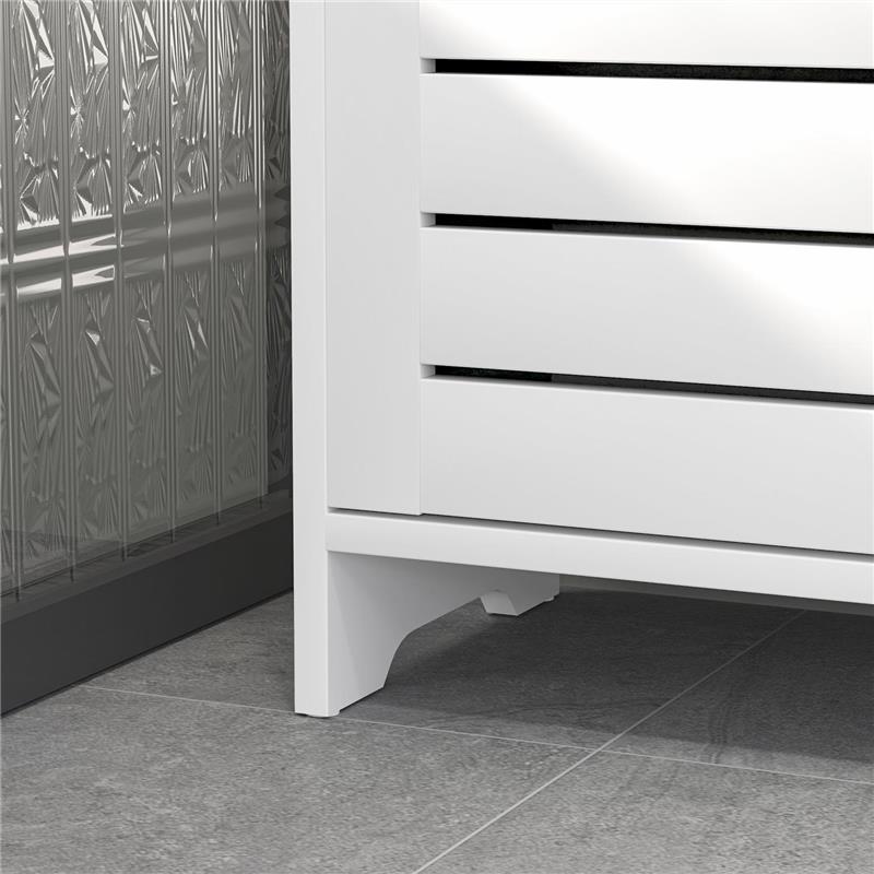 MOBILE BAGNO CON ARMADIETTO CHIUSO A 3 LIVELLI E 3 RIPIANI APERTI IN LEGNO BIANCO 48X24X96.5 CM