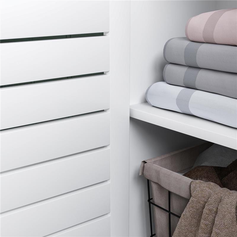 MOBILE BAGNO CON ARMADIETTO CHIUSO A 3 LIVELLI E 3 RIPIANI APERTI IN LEGNO BIANCO 48X24X96.5 CM