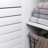 MOBILE BAGNO CON ARMADIETTO CHIUSO A 3 LIVELLI E 3 RIPIANI APERTI IN LEGNO BIANCO 48X24X96.5 CM