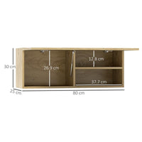 MOBILETTO BAGNO PENSILE CON ANTA A RIBALTA E RIPIANI 80X25X30 CM LEGNO NATURALE