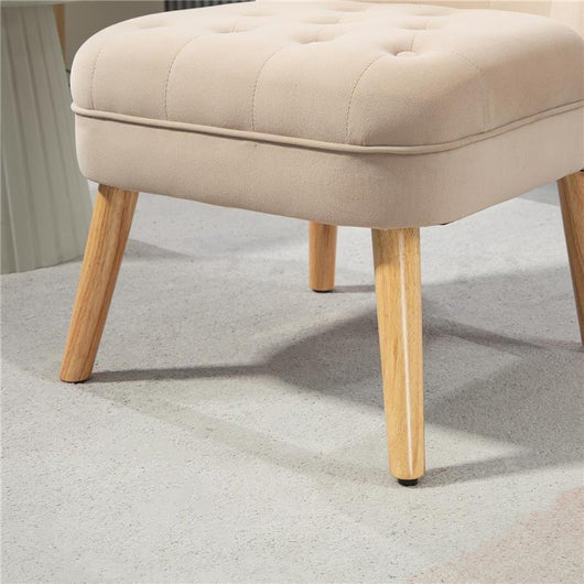 POLTRONA PER SALOTTO IN VELLUTO CON SEDUTA IMBOTTITA E TRAPUNTATA A BOTTONI 60X66X79 CM BEIGE