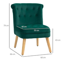 POLTRONA PER SALOTTO IN VELLUTO CON SEDUTA IMBOTTITA E TRAPUNTATA A BOTTONI 60X66X79 CM VERDE