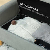 DIVANETTO 2 POSTI VELLUTATO CON VANO PORTAOGGETTI INFERIORE E CUSCINI 140X72X82 CM GRIGIO