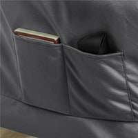 POLTRONA MODERNA CON POGGIAPIEDI E 2 TASCHE LATERALI IN TESSUTO EFFETTO VELLUTO E ACCIAIO 80X78X100 CM GRIGIO