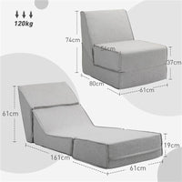 POLTRONA MODERNA DA PAVIMENTO CONVERTIBILE IN CHAISE LONGUE IN TESSUTO GRIGIO CHIARO