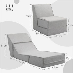 POLTRONA MODERNA DA PAVIMENTO CONVERTIBILE IN CHAISE LONGUE IN TESSUTO GRIGIO CHIARO