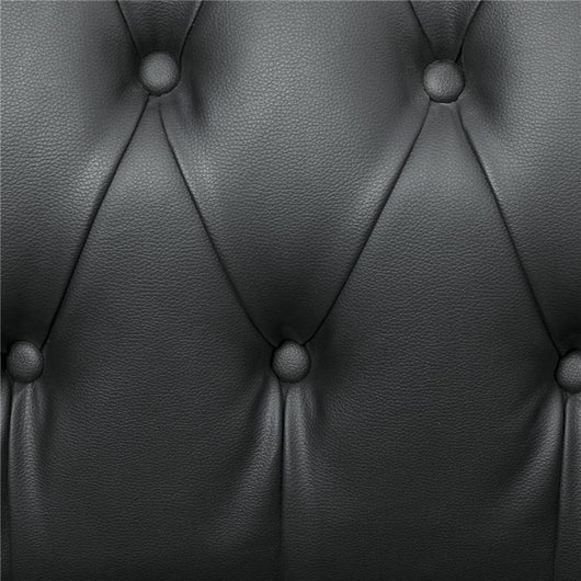 POLTRONA DA SALOTTO STILE CHESTERFIELD IN FINTA PELLE PU CON GAMBE IN LEGNO NERO