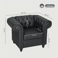 POLTRONA DA SALOTTO STILE CHESTERFIELD IN FINTA PELLE PU CON GAMBE IN LEGNO NERO