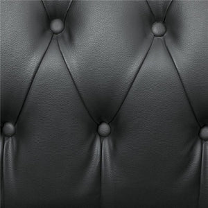 POLTRONA DA SALOTTO STILE CHESTERFIELD IN FINTA PELLE PU CON GAMBE IN LEGNO NERO