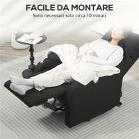 POLTRONA RECLINABILE MANUALMENTE A 60° EXTRA IMBOTTITA IN TESSUTO CON POGGIAPIEDI NERO