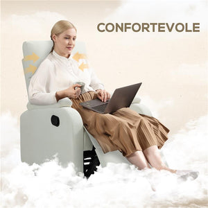 POLTRONA RECLINABILE MANUALMENTE A 60° EXTRA IMBOTTITA IN TESSUTO CON POGGIAPIEDI CREMA