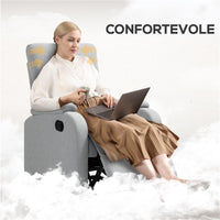 POLTRONA RECLINABILE MANUALMENTE A 60° EXTRA IMBOTTITA IN TESSUTO CON POGGIAPIEDI GRIGIO