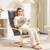 POLTRONA A DONDOLO MODERNA CON BRACCIOLI IN LEGNO E CUSCINI SPESSI IN VELLUTO 67X83X105 CM GRIGIO