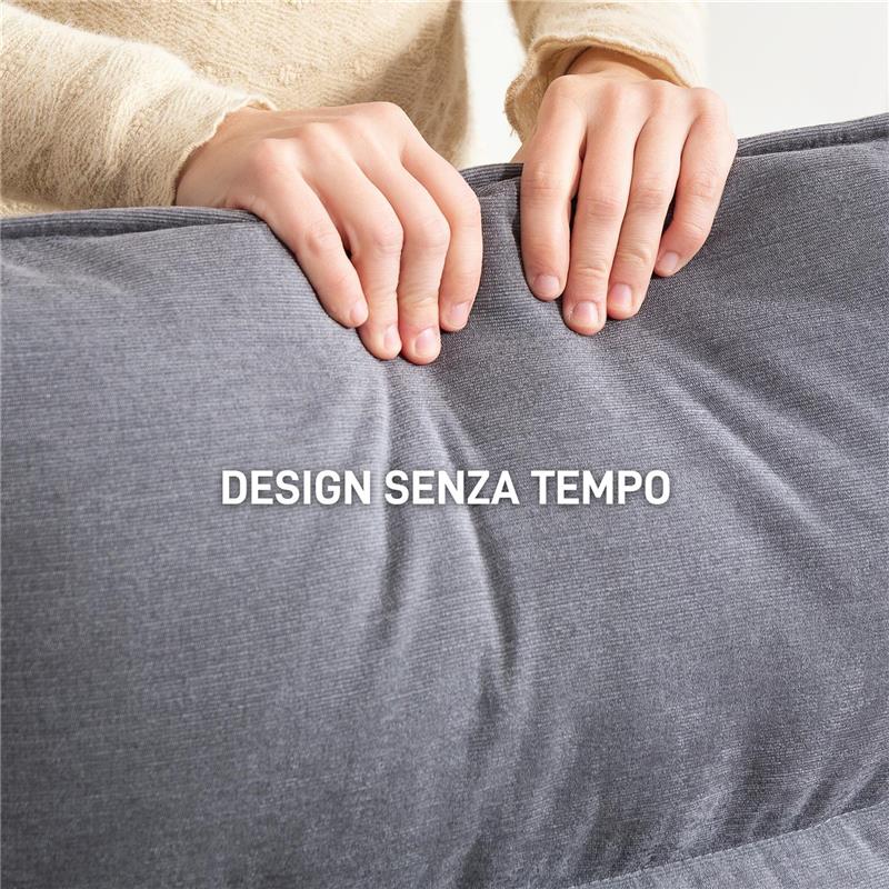 POLTRONA A DONDOLO MODERNA CON BRACCIOLI IN LEGNO E CUSCINI SPESSI IN VELLUTO 67X83X105 CM GRIGIO