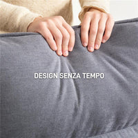 POLTRONA A DONDOLO MODERNA CON BRACCIOLI IN LEGNO E CUSCINI SPESSI IN VELLUTO 67X83X105 CM GRIGIO