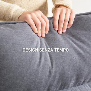 POLTRONA A DONDOLO MODERNA CON BRACCIOLI IN LEGNO E CUSCINI SPESSI IN VELLUTO 67X83X105 CM GRIGIO