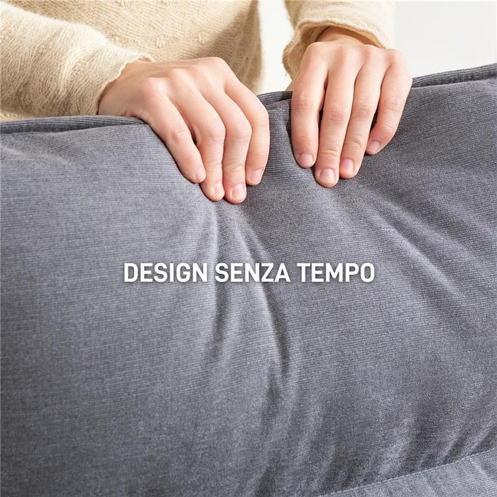 POLTRONA A DONDOLO MODERNA CON BRACCIOLI IN LEGNO E CUSCINI SPESSI IN VELLUTO 67X83X105 CM GRIGIO