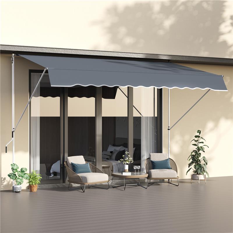 TENDA DA SOLE A BRACCI AVVOLGIBILE CON MANOVELLA E STRUTTURA TELESCOPICA 4X1.2M GRIGIO