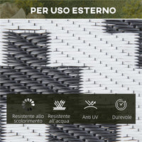 TAPPETO ESTERNO PER BALCONE E TERRAZZA REVERSIBILE CON FANTASIA GEOMETRICA 2.74X1.82 M NERO E BIANCO