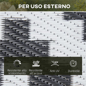 TAPPETO ESTERNO PER BALCONE E TERRAZZA REVERSIBILE CON FANTASIA GEOMETRICA 2.74X1.82 M NERO E BIANCO