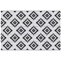 TAPPETO ESTERNO PER BALCONE E TERRAZZA REVERSIBILE CON FANTASIA GEOMETRICA 2.74X1.82 M NERO E BIANCO