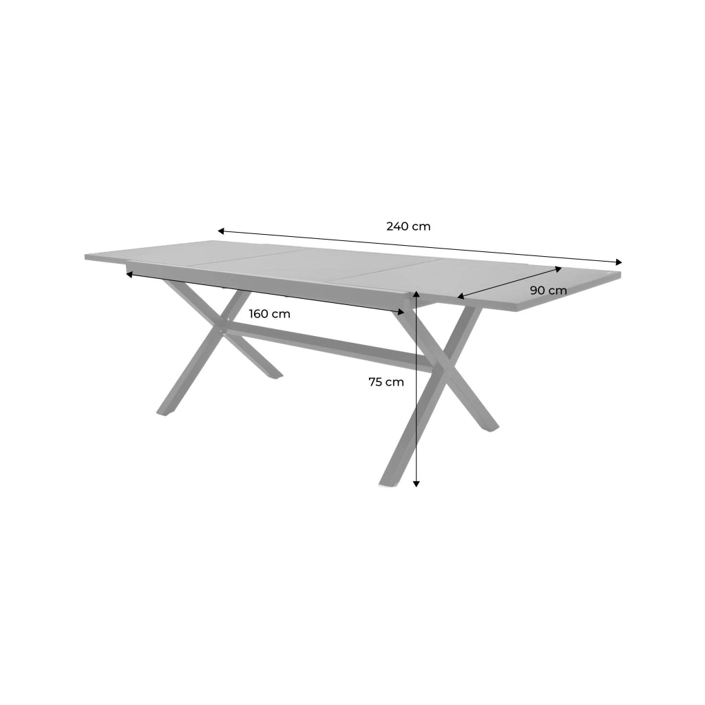 Tavolo da giardino allungabile in alluminio, 240cm, antracite