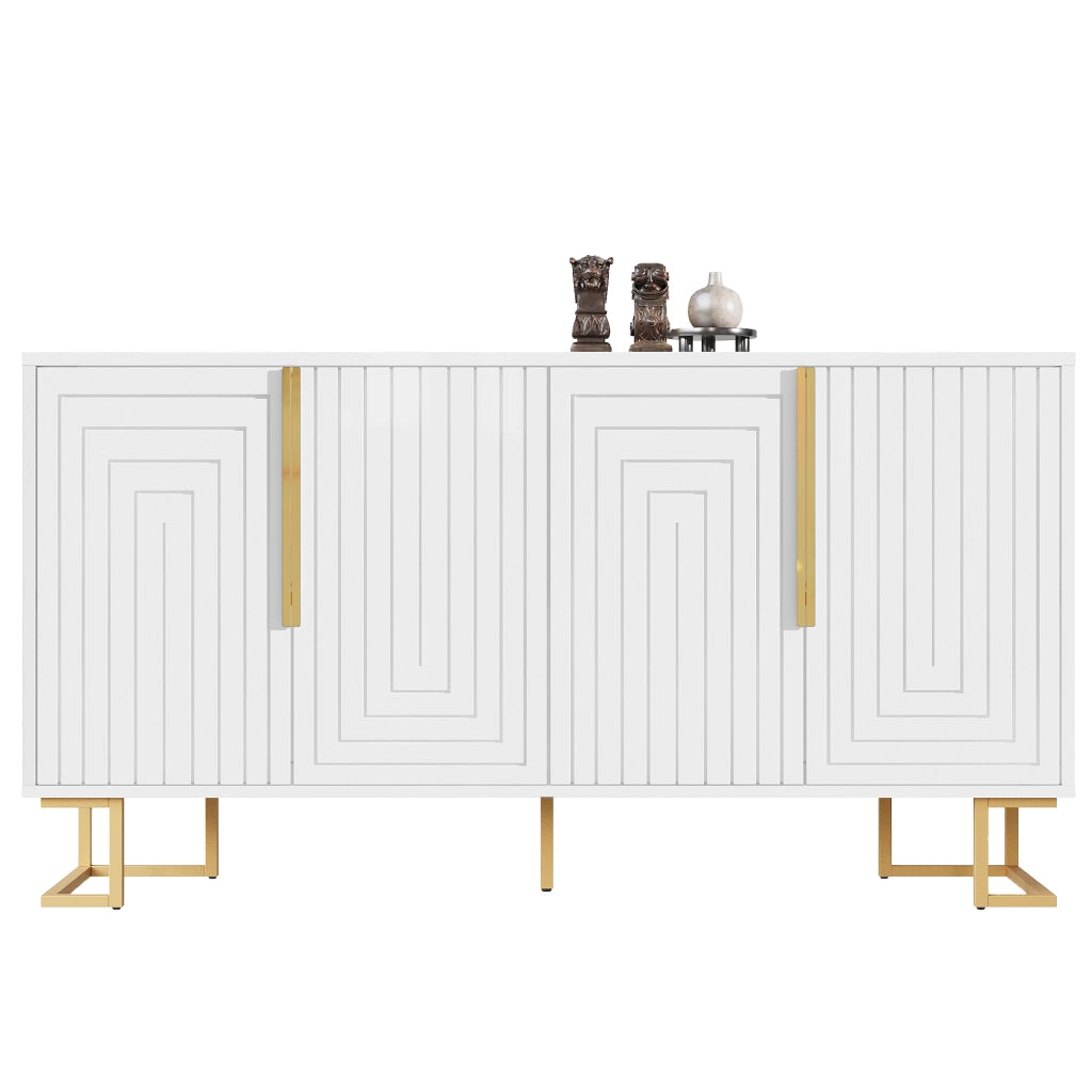 Credenza Bianca con Design Geometrico ¨C Xylo ¨C 152x40x75 cm
