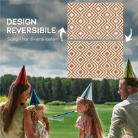 TAPPETO ESTERNO PER BALCONE E TERRAZZA REVERSIBILE CON FANTASIA GEOMETRICA 182X274 CM MARRONE E BIANCO