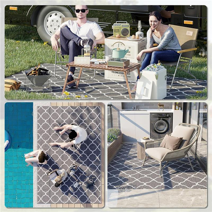 TAPPETO PER ESTERNO PIEGHEVOLE E REVERSIBILE CON BORSA DI TRASPORTO 182X274 CM GRIGIO CHIARO