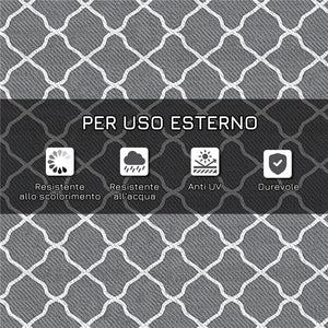 TAPPETO PER ESTERNO PIEGHEVOLE E REVERSIBILE CON BORSA DI TRASPORTO 182X274 CM GRIGIO CHIARO